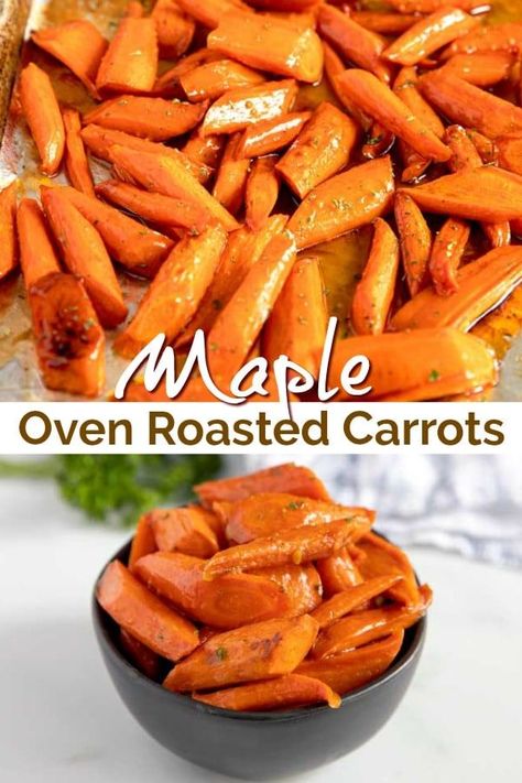 Maple Syrup Carrots, Carrots In Oven, Maple Roasted Carrots, Oven Roasted Carrots, Maple Glazed Carrots, Baked Carrots, Cooked Carrots, Carrot Recipes, Low Carb Recipes Dessert