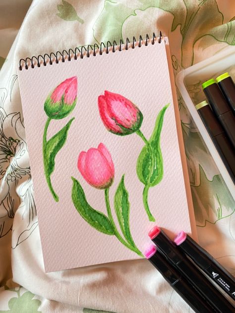 Flower Drawings With Markers, Drawing With Alcohol Markers Easy, Things To Draw With Ohuhu Markers, Flowers Drawing Markers, Alcohol Marker Drawings Easy Ideas, Things To Draw With Alcohol Markers Easy, Alcohol Marker Art Easy, Ohuhu Markers Art Easy, Markers Drawing Ideas Easy