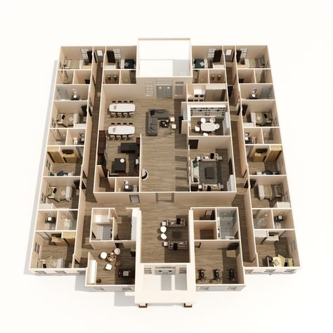 A whole hotel story realistic 3D floor plan Hotel Site Plan, Site Plan Design, Resort Design Plan, Hotel Floor Plan, Hotel Floor, Hotel House, Interior Design Plan, Plans Architecture, Apartment Floor Plan