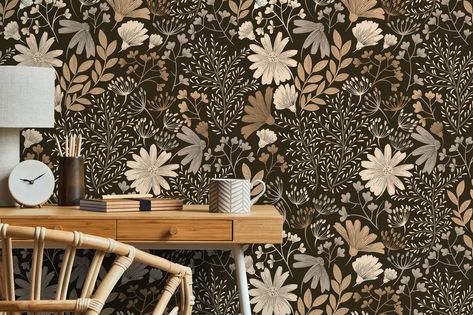 Boho Floral Wallpaper, Thick Wallpaper, Velvet Wallpaper, Wallpaper Home Decor, Wallpaper Walls Decor, Commercial Wallpaper, Wallpaper Peel And Stick, Wallpaper Removable, Wallpaper Living Room