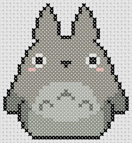 Cross Stitch Anime Patterns: Little Totoro - Cross Stitch 4 Free Totoro Cross Stitch Pattern Free, Cross Stitch Totoro, Anime Cross Stitch Patterns Free, Cross Stitch Kawaii, Cute Cross Stitch Patterns Free, Silhouette Cross Stitch Patterns, Free Cross Stitch Patterns Printable, Free Cross Stitch Patterns To Download, Crosstich Patterns Free