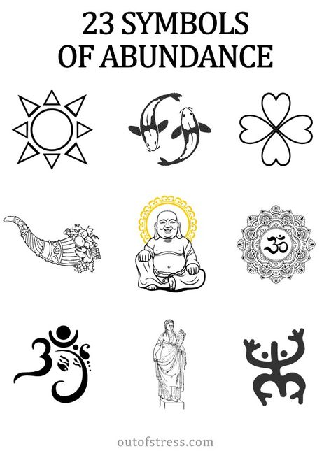 22 Symbols of Abundance from Across the World Tattoo For Abundance, Abundance Symbol Tattoo, Symbol Of Abundance, Symbols Of Abundance, Abundance Tattoo Law Of Attraction, Sigil For Abundance, Symbols For Abundance, Law Of Attraction Tattoo Ideas, Abundance Tattoo Symbols