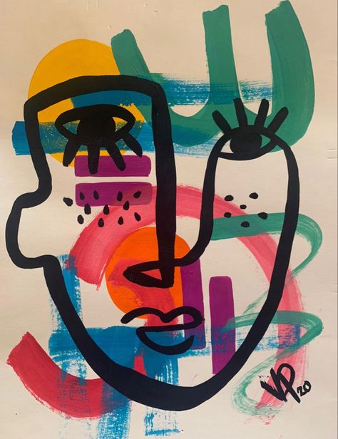 Picasso inspired, painted with acrylic Abstract Portrait Picasso, Picasso Inspired Paintings, Picasso Paintings For Kids, Latest Craft Ideas, Picasso Inspired Art, Picasso Style Art, Miami With Kids, Picasso Self Portrait, Picasso Faces