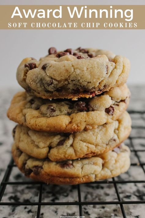 Delicious chocolate chip cookies on a cooling rack Sugar Spun Run Chocolate Chip Cookies, Chewy And Crunchy Chocolate Chip Cookies, Count Chocula Cookies, Hand Mixed Chocolate Chip Cookies, Pinch Of Yum Chocolate Chip Cookies, Award Winning Soft Chocolate Chip Cookies, Think Chocolate Chip Cookies, Chocolate Chip Cookies Best Ever, Chocolate Chip Explosion Cookies