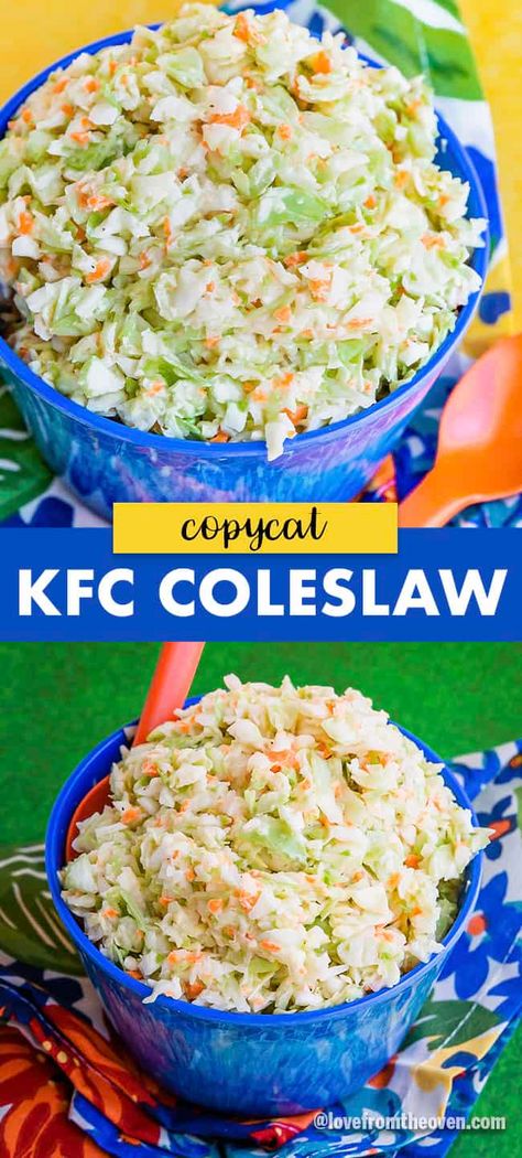 Easy KFC Coleslaw Recipe Copycat. This tastes EXACTLY like the coleslaw from Kentucky Fried Chicken, my husband was totally fooled by it! #coleslaw #picnic #potluck #bbq #recipes #sidedishes #lftorecipes #kfc #kentuckyfriedchicken #copycatrecipe Easy Homemade Coleslaw, Kfc Copycat Coleslaw, Copycat Kfc Coleslaw Recipe, Kfc Cole Slaw Recipe Easy, Coleslaw Recipes Easy, The Best Coleslaw Recipe, Kfc Coleslaw Recipe Copycat, Kfc Coleslaw Recipe Easy, Copycat Coleslaw