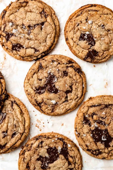 Tahini Cookies Recipe, Tahini Cookies, Brown Butter Chocolate Chip Cookies, Stuffed Cookies, Baking Journal, Nutella Cookies, Perfect Chocolate Chip Cookies, Chewy Chocolate Chip, Chewy Chocolate Chip Cookies