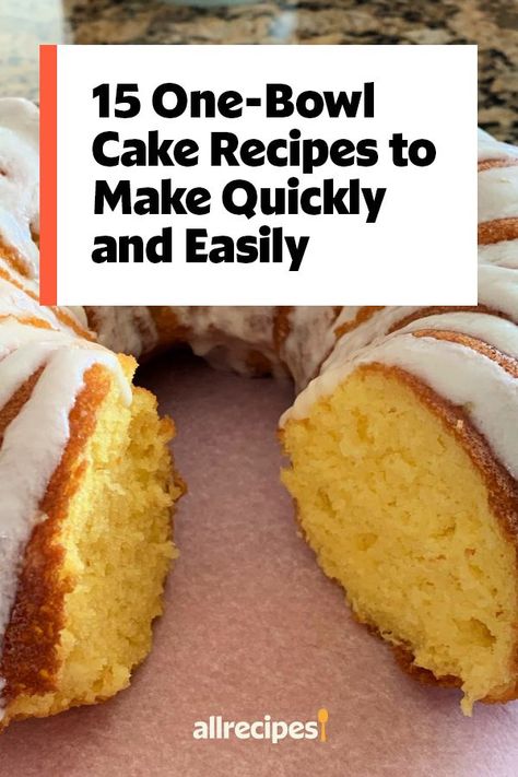 Looking for the best cake recipes? Try baking these quick and easy cake recipes! From chocolate cake to spice cake to cherry dump cake, you will love cooking these delicious one bowl cakes for an easy dessert recipe! One Bowl Cakes Easy, Quick And Easy Homemade Desserts, One Bowl Cake Easy, Easy Quick Cake Recipes Simple, Cakes Using Cake Flour, One Bowl Baking Recipes, Simple Box Cake Recipes, All In One Cake Recipes, One Bowl Desserts Simple