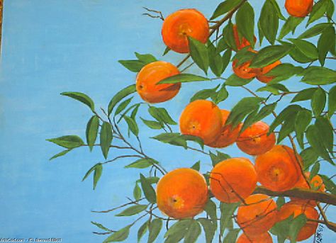 Tree Painting Canvas, Fabric Styles, Orange Painting, Orange Paint, Outdoor Paint, Fruit Painting, Orange Tree, Orange Art, Expressionism Painting