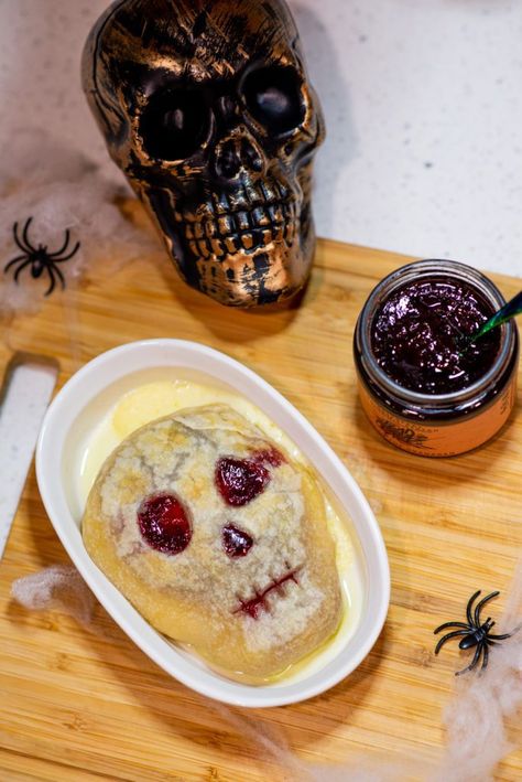 Halloween Spooky Baked Brie | Rad Jamz & Preserves Halloween Brie, Jam Gift Box, Jam Gift, Puff Pastry Dough, Baked Brie, Love Halloween, Halloween Food, Pastry Dough, Halloween Spooky