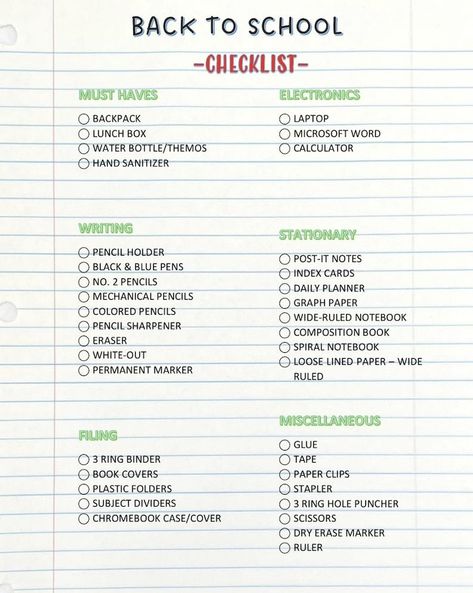 Get your kids ready for the new school year with this checklist of everything they need to do before the first day of class! #backtoschool #schoolsupplies #middleschool https://whispers-in-the-wind.com/back-to-school-bag-essentials-you-didnt-know-you-needed-but-totally-do/?back-to-school-shopping-what-you-need-to-know Cute Journal Ideas For School, High School Supplies List Junior, School Backpack Essentials Middle School, School Supply List Middle School, Things To Put In Your Backpack For Middle School, Must Need School Supplies, Stuff For School Ideas, Boarding School Checklist, Back To School Aesthetic Ideas