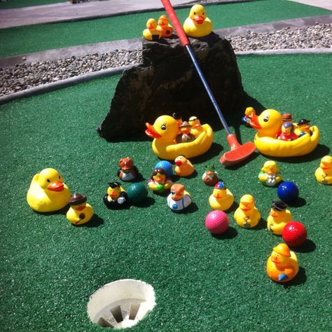 Getting ready for our local Ducky Derby!  Feel the mini-golf love! Mini Putt, Putt Putt Golf, Golf Events, Golf Diy, Golf Birthday Party, Crazy Golf, Miniature Golf Course, Mini Golf Course, Miniature Golf