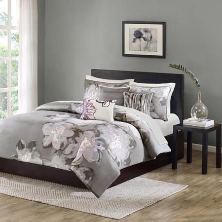 Home Essence Jasmine 200-Thread Count Printed Bedding Duvet Cover Set Mauve Comforter, Grey Comforter Sets, Grey Comforter, Floral Comforter Sets, Home Essence, Floral Comforter, Floral Duvet Cover, King Comforter Sets, Queen Comforter Sets