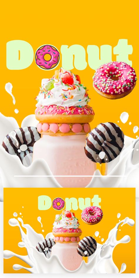 Doughnut Advertisement, Donuts Advertising, Yellow Donut, Donut Flavors, Thumbnail Design, Youtube Thumbnail, Promotional Video, Visual Content, Videos Design