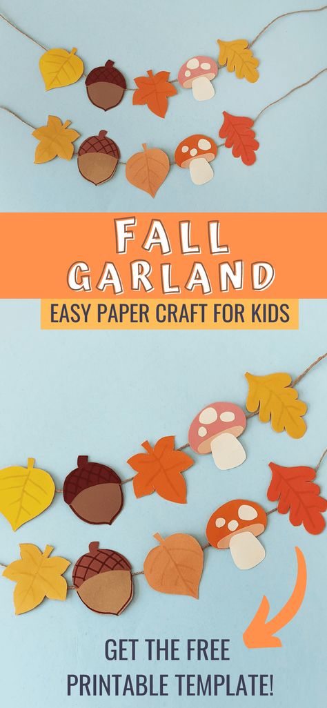 Garland Classroom Decor, Fall Decoration Crafts For Kids, Fall Decorations Daycare, School Age Crafts Fall, Classroom Garland Ideas, Diy Crafts Autumn, Diy School Activities, Fall Garland Diy Kids, Diy Fall Decorations For Classroom