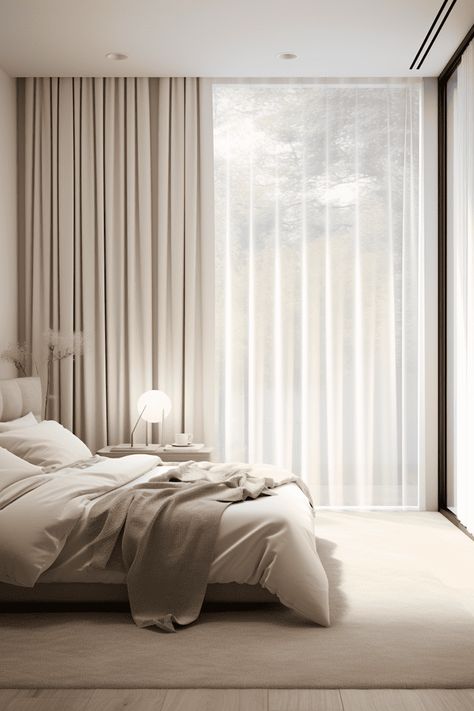 Sheer Curtains Bedroom Ideas, Sill Length Curtains Bedroom, Nordic Style Decor, Curtains For Minimalist Bedroom, Bedroom Curtains Inspirations, Sheer Curtain With Lights, Light Flowy Curtains, Curtain Room Ideas, Curtains Ideas For Bedroom