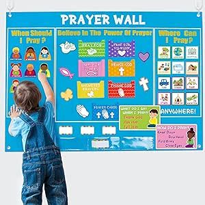 WATINC 37Pcs Prayer Wall Felt Story Board Set with Prayer Story Card, Prayer Felt Bulletin Board Accessories, Religious Flannel Felt Board Stories for Preschool Kids Classroom Sunday School Home Prayer Wall Childrens Church, Classroom Prayer Wall, Preschool Sunday School Classroom Decor, Sunday School Classroom Ideas, Sunday School Bulletin Boards, Sunday School Prayer, Classroom Prayer, Sunday School Classroom Decor, Bulletin Board Accessories