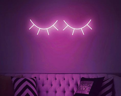 https://www.aoos.com/eyelash-neon-sign.html Led Lights Lashes, Hot Pink Lash Room, Neon Light Lash Room, Lash Neon Light, Makeup Led Sign, Unicorn Lashes, Vision Board Pics, Led Neon, Sleepy Eyes