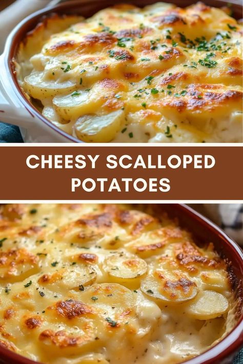 CHEESY SCALLOPED POTATOES Italian Scalloped Potatoes, Scalloped Au Gratin Potatoes, Mini Scalloped Potatoes, Scalloped Potatoes Small Batch, Scalloped Potatoes With Gruyere Cheese, Homemade Scalloped Potatoes Easy, Potato Side Dishes Easy Oven, Cheesy Scalloped Potatoes Easy, Scallop Potatoes Recipes