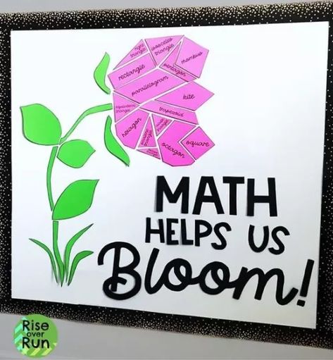 25 Fresh Spring Bulletin Board Ideas - TeacherVision Assembly Board Ideas, Mathematics Bulletin Board Ideas, Math Decorations Ideas, Flower Bulletin Boards For School, Maths Expo Ideas, Spring Math Bulletin Board Ideas, Math Board Ideas, Math Door Decorating Ideas, Maths Decorations Ideas