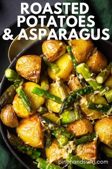 Roasted Potatoes and Asparagus Potatoes And Asparagus Roasted, Potato And Asparagus Baked, Potatoes And Asparagus Baked, Asparagus And Potatoes In Oven, Asparagus Casserole With Boiled Eggs, Roasted Asparagus Recipes, Roasted Asparagus And Potatoes, Roasted Potatoes And Asparagus, Potato And Asparagus Recipe