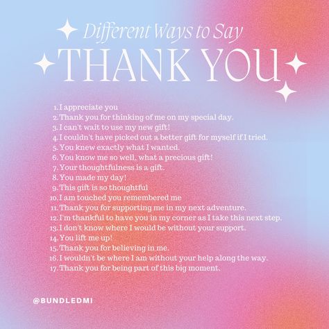 ❤️🎀 From the initial delight of unwrapping a gift, to the anticipation leading up to the experience, and finally, the overwhelming emotions felt during the moment itself. Receiving a gift stirs up a plethora of emotions, and expressing gratitude takes countless forms. The ways to say Thank You are endless, and the joy you bestow upon someone when they receive a gift can circle back as heartfelt appreciation shared by the recipient! How To Say I Appreciate You, Ways To Say Thank You For Compliments, Things To Say Instead Of Thank You, Creative Ways To Say Thank You, Thank You In Different Ways, Another Way To Say Thank You, Ways To Say Thank You On Instagram, Different Ways To Say Thank You, Heartfelt Thank You Quotes