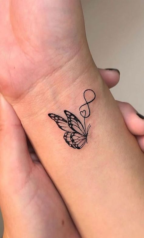 42 Tattoo, Butterfly Wrist Tattoo, Tato Minimal, Romantic Tattoo, Unique Small Tattoo, Bauch Tattoos, Butterfly Tattoos For Women, Tato Lengan, Hand Tattoos For Women