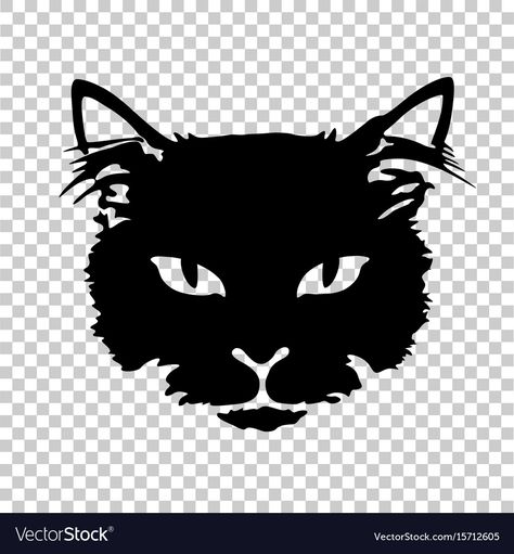 Cat Face Stencil, Cat Face Silhouette, Face Silhouette Tattoo, Black Cat Vector, Cat Silhouette Tattoos, Cat Face Tattoos, Egyptian Cat Tattoos, Silhouette Tattoo, Black Cat Face