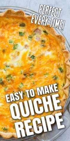 Breakfast Quiche Recipes Easy, Easy Quiche Recipe, Premade Pie Crust, Easy Quiche, Breakfast Quiche Recipes, Quiche Recipes Easy, Breakfast Quiche, Quiche Recipe, Ham Cheese