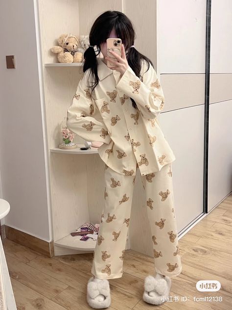 Cute Pajamas For Women Korean, Cute Pijamas Korea, Cute Pjs Korean, Aesthetic Pajamas Korean, Cute Aesthetic Pjs, Korean Pjs, Piyama Aesthetic, Cute Pajamas Aesthetic, Kawaii Pjs