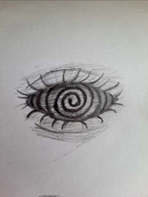 Scary Eye Sketch, Eye With Spiral, Spiral Eye Drawing, Cool Eye Drawings Trippy, Scary Eyes Drawing Easy, Swirl Eyes Drawing, Hypnotized Eyes Drawing, Aesthetic Eye Drawing Sketch, Cool Eyes To Draw