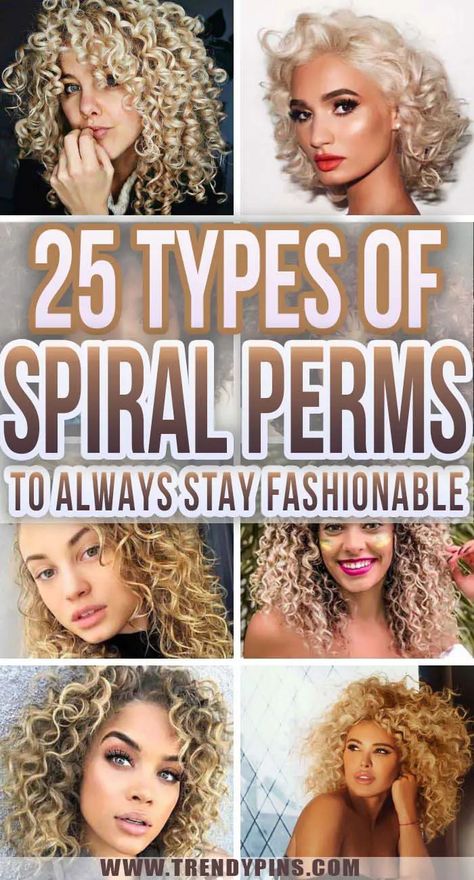 Different Style Perms, Types Of Curly Perms, Spiral Perm For Long Hair, Perm Sizes And Results, Different Styles Of Perms, Medium Spiral Perm, Perms For Curly Hair, Perms Shoulder Length Hair, Curl Perm Types For Short Hair