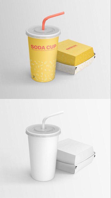 Brand Touchpoints, Restaurant Mockup, Box Mockup Free, Burger Packaging, Fast Food Drinks, Food Mockup, Burger Box, Package Mockup, Soda Cup