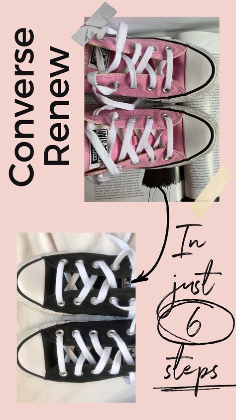 Whether you have an old t-shirt or a pair of shoes you never wear, there's always a way to renew your wardrobe with creativity. Here's a little DIY to easily change the style of your Converse in 6 steps. #converse #sneakers #diy #shoerenew #converseart Diy Converse Shoes Paint High Tops, How To Dye Converse Shoes, Taylor Swift Sneakers Diy, Bleach Converse, Bleached Converse, Old Converse, Red Converse Shoes, Heart Converse, Diy Converse