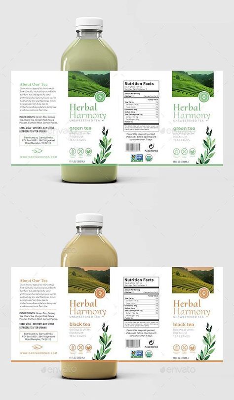 Label Bottle Design, Lable Package Design, Tea Design Packaging, Tea Bottle Packaging, Back Label Design, Bottle Label Design Ideas, Product Label Design Ideas, Tea Label Design, Drink Label Design