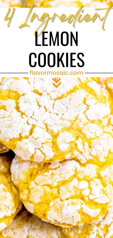 Two Ingredient Lemon Bars Recipe, Recipe With Cool Whip, Lemon Cool Whip, Cookies Crinkle, Homemade Cookie Recipe, 4 Ingredient Cookies, Lemon Cookies Easy, Cool Whip Cookies, Easy Homemade Cookies