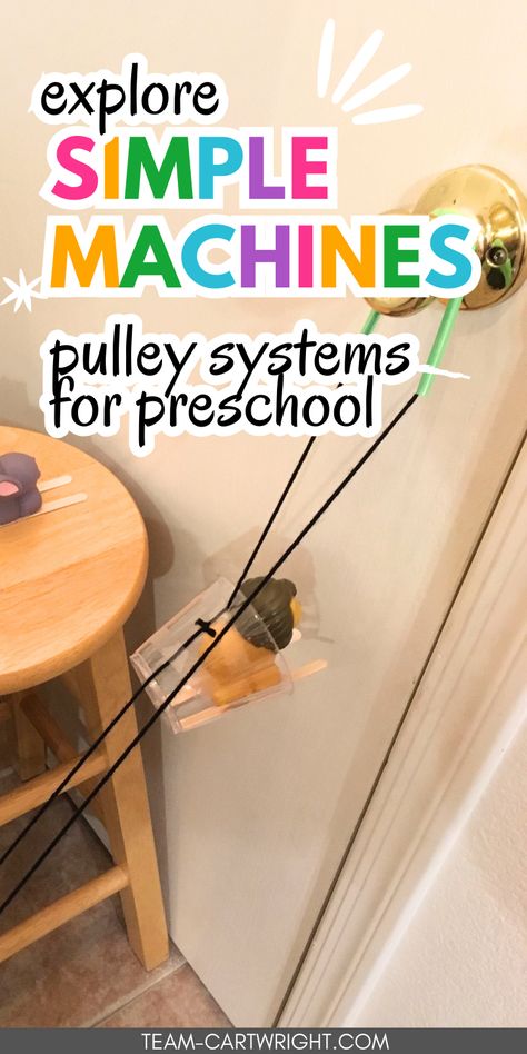 Text: Explore Simple Machines Pulley Systems for Preschool
Picture: Homemade funicular train pulley system with a cup attached carrying a toy lion to the top of the system, Simple Machines Dramatic Play, Preschool Simple Machines Activities, Technology Stem Activities For Preschool, Gears Preschool Activities, Simple Machines Stem, Stem Carnival Activities, Stem Lesson Plans Preschool, Robot Dramatic Play, Creative Curriculum Simple Machine Study