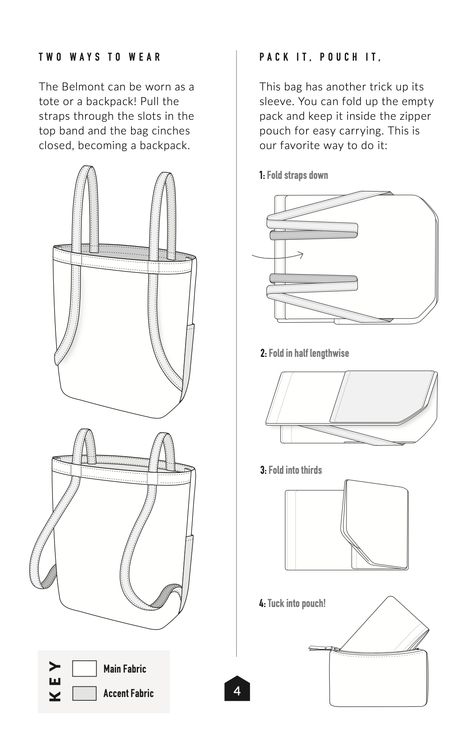 Klum House Belmont Pack and Pouch - PDF Pouch Sewing Pattern, Sac Diy, Pouch Sewing, The Fold Line, Diy Bags Patterns, Sewing Bags, Backpack Pattern, The Fold, Creation Couture