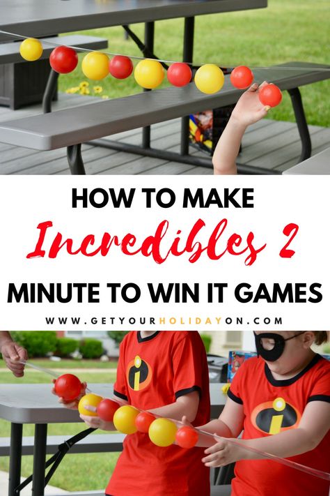 Minute to Win It Incredibles Party Games #party #minutetowinit #momlife #Disney Disney Party Games, Incredibles Party, Incredibles Birthday Party, Princess Party Games, Indoor Birthday Parties, Carnival Games For Kids, Diy Party Games, Disney Activities, Incredible 2