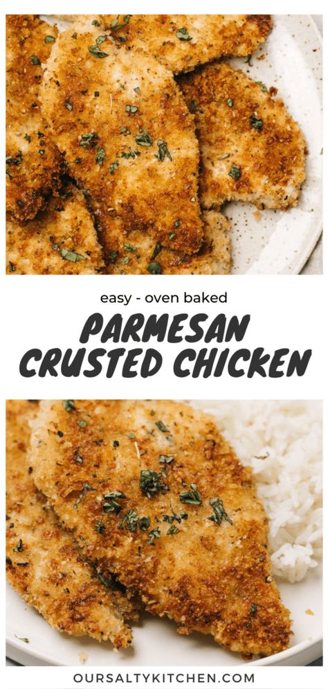 Keto Crusted Chicken, Lemon Parmesan Crusted Chicken, Simple Parmesan Chicken, Pan Crusted Chicken, Chicken Crusted Parmesan Recipe, How To Make Parmesan Crusted Chicken, Chicken Dinner Recipes Baked, Parmesan Crusted Chicken Pan Fried, Easy Parmesan Crusted Chicken Baked