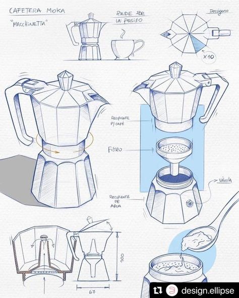 Industrial Design Portfolio, Furniture Design Sketches, Digital Sketch, Moka Pot, Object Drawing, Industrial Design Sketch, Sketch Inspiration, Design Del Prodotto, Cool Sketches