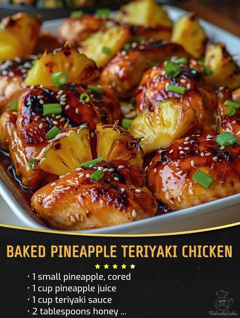 My mommy's recipes Simple Healthy Dinners Families, Baked Pineapple Teriyaki Chicken, Hawaiian Style Teriyaki Chicken, Pineapple Teriyaki Chicken, Pineapple Teriyaki, Baked Pineapple, Chinese Cooking Recipes, Pineapple Chicken, Turkey Dishes