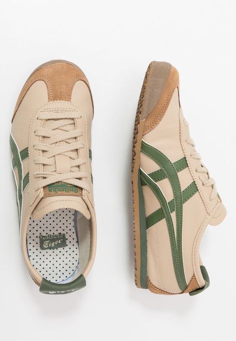 Neutral tone brown green shoes Tiger Mexico 66, Onitsuka Tiger Mexico 66, Mode Hippie, Dr Shoes, Mexico 66, Funky Shoes, Shoe Inspo, Aesthetic Shoes, Onitsuka Tiger