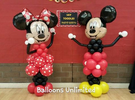 Mickey and Minnie Balloon Sculptures Visit us on Facebook at Balloons Unlimited The Celebration Experts Mickey And Minnie Balloons, Disney Christmas Party, Mickey Birthday Cakes, Mickey Mouse Balloon, Mickey Mouse Birthday Decorations, Minnie Mouse Balloons, Mickey Mouse Balloons, Disney Balloons, Mickey Mouse Clubhouse Party