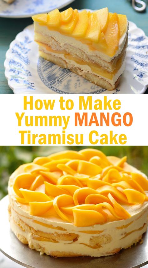 Cold Dessert Ideas, Mango Tiramisu Recipe, Mango Desserts, Cold Dessert Recipes, Kek Lapis, Icebox Cake Recipes, Resipi Kek, Cold Cake, Pineapple Tart