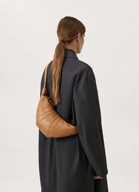 SMALL CROISSANT BAG - Lemaire-EU Lemaire Croissant Bag Outfit, Lemaire Croissant Bag, Croissant Pastry, Croissant Bag, Silk Bag, Zip Puller, Leather Cleaning, Nappa Leather, Small Bags