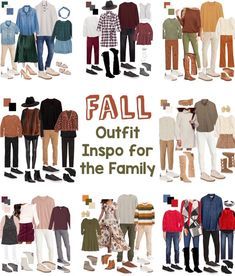 Fall Family Outfit Inspo Color Schemes for Family Photos | KingdomofSequins Family Pics Outfits Fall Color Schemes, Family Photos In November, Autumn Family Photos Color Schemes, Autumn Outfits Family Photos, Cute Fall Family Photo Outfits, Diy Fall Family Photo Shoot, Fall Color Outfits For Family Pictures, Family Autumn Photoshoot Outfit, Fall Outfit For Pictures Family