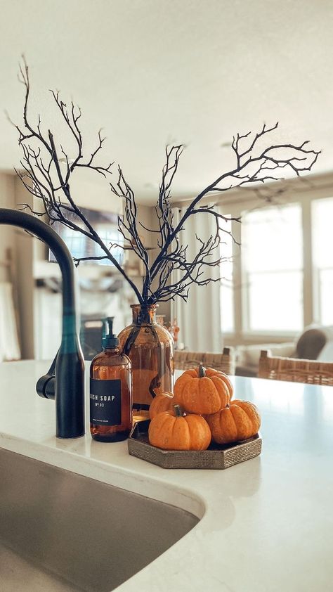 Halloween Kitchen Decor, Halloween Decor Diy, Sink Decor, Casa Halloween, Diy Halloween Decor, Fall Decor Inspiration, Interior Vintage, Fall Thanksgiving Decor, Fall Deco