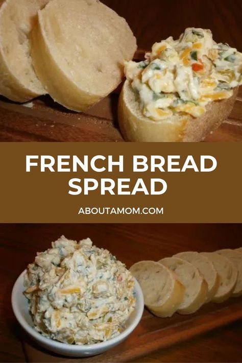 This deliciously cheesy and creamy spread is perfect on french bread and a great Easter recipe. It will be a perfect appetizer and accompaniment with your ham dinner. What To Make With French Bread Loaf, French Bread Dip Appetizers, How To Serve Bread At A Party, Dip For French Bread, Bread Dip Recipes Easy, Easy French Appetizers Simple, Appetizer Using French Bread, Appetizers With French Bread, French Bread Ideas Appetizers