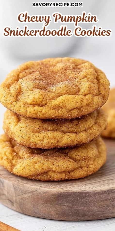 Want to impress your friends with a unique dessert? Whip up these Chewy Pumpkin Snickerdoodle Cookies that bring together the best of pumpkin spice and sugary goodness! Perfect for gatherings or cozy nights in. Save this mouthwatering recipe to your Dessert Recipes board for easy access later! Snickerdoodle Cookies Recipe Easy, Pumpkin Snickerdoodle Cookie Recipe, Snickerdoodle Cookies Recipe, Pumpkin Snickerdoodle Cookies, Snickerdoodle Cookies Easy, Pumpkin Snickerdoodles, Savory Recipe, Snickerdoodle Cookies, Snickerdoodle Cookie Recipes