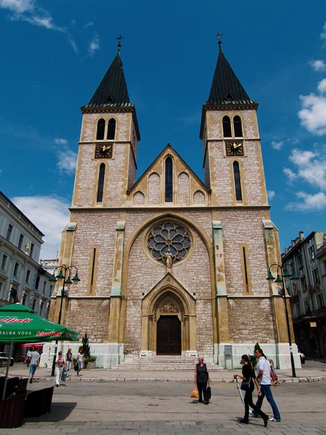 The Sacred Heart Cathedral is a Christian church in Sarajevo; commonly referred as the Sarajevo Cathedral, it is the largest cathedral in Bosnia and Herzegovina. Bosnia And Herzegovina Sarajevo, Sacred Heart Cathedral, The Sacred Heart, Christian Church, Sacred Heart, Bosnia And Herzegovina, Where To Go, Barcelona Cathedral, Notre Dame